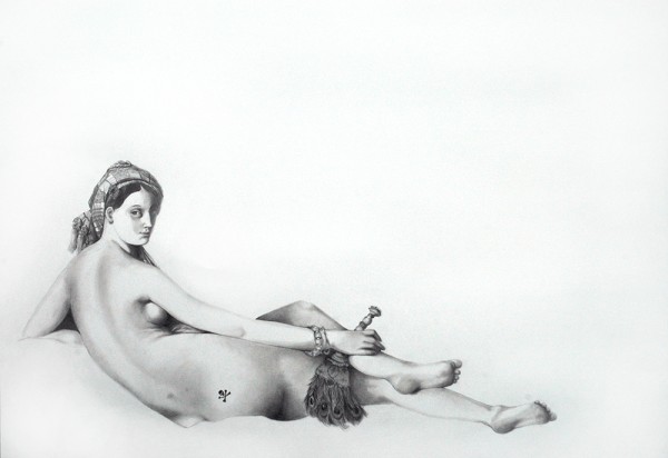 Tatouages, Ingres #5, 2006. Mine de plomb, 50 x 65 cm.