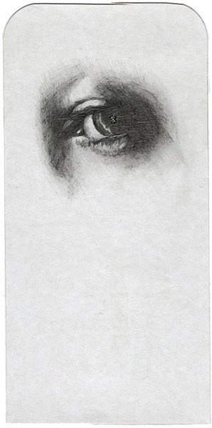 REGARD-bowie #21, 2012. Mine plomb, paillettes, 9,5 x 19 cm.