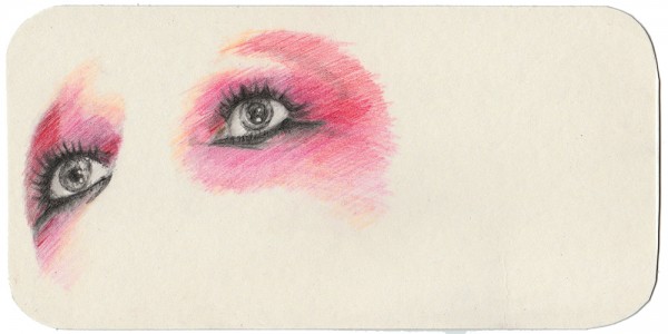 REGARD-bowie #36, 2014. Mine de plomb, crayons de couleurs, 10 x 20 cm.